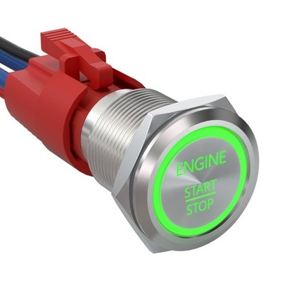 Instant Engine Start Push Button Switch Off-(ON) Silver Shell-Green Auto