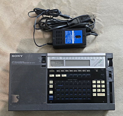 Sony ICF-2010 Desktop HF Shortwave Receiver PLL Synthesized Timer Black w/ AC
