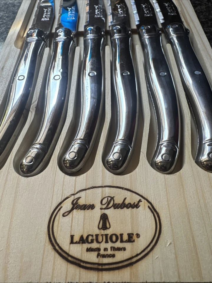 Juego de cuchillos para carne Jean Dubost Laguiole de 6 piezas con bandeja de madera original - NUEVO Foto 4 de 4