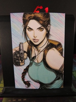 Lara Croft Tomb Raider Rare Glitter Art Card Collectible Video Game CCG NM