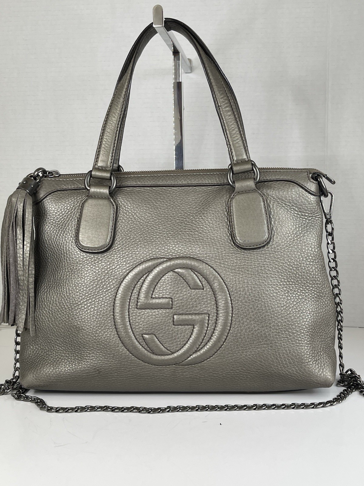 Gucci Soho Zippered Leather Tote Bag