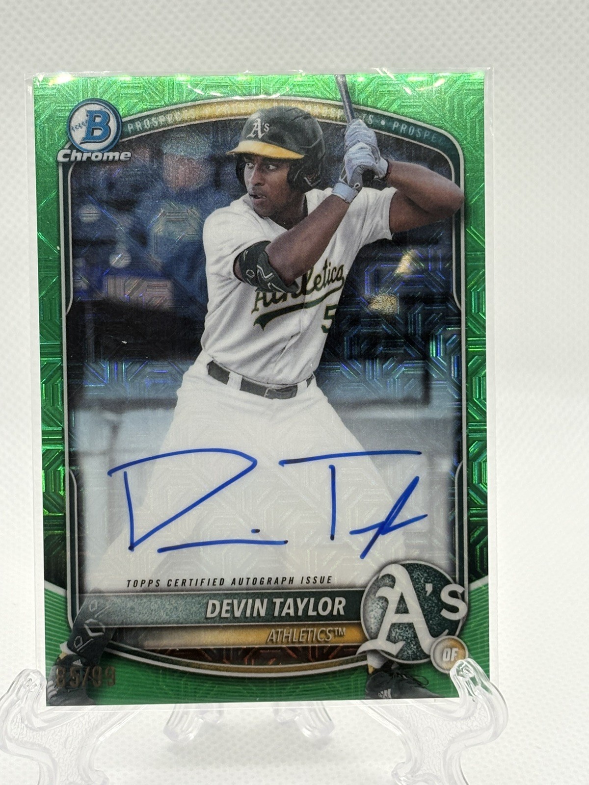 2025 Bowman Draft Chrome Prospect Auto Devin Taylor #CPA-DT Green Refractor /99