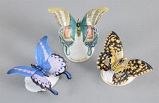 Antique Signed ROSENTHAL Hand-Painted Porcelain Swallowtail Butterfly Sculptures
