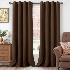 Brown Velvet Curtains 84 Inch Length for Living Room, Chocolate Blackout Drap...