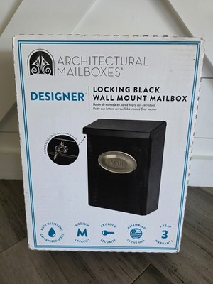 Architectural Mailboxes Black Satin Nickel Medium Steel Locking Wall Mount