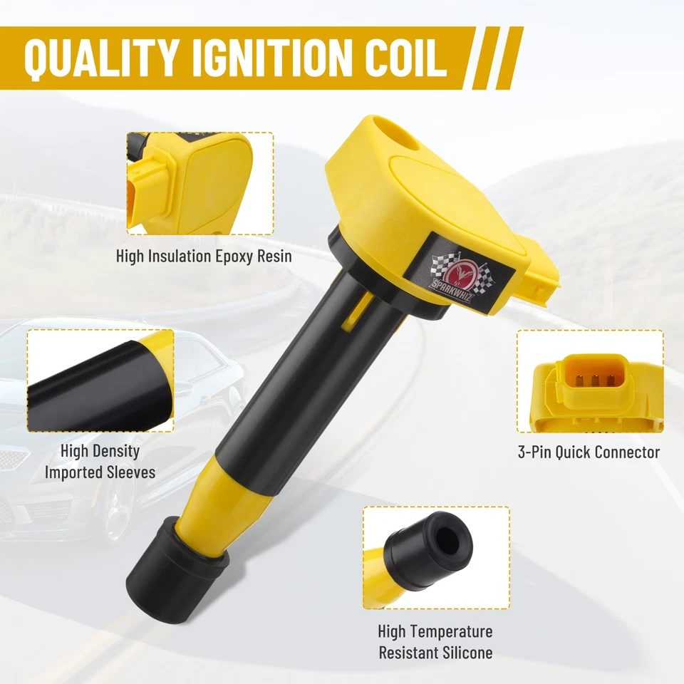 UF242 Ignition Coil and Iridium Spark Plug For Honda Accord Odyssey Acura CL TL - Image 3 of 4