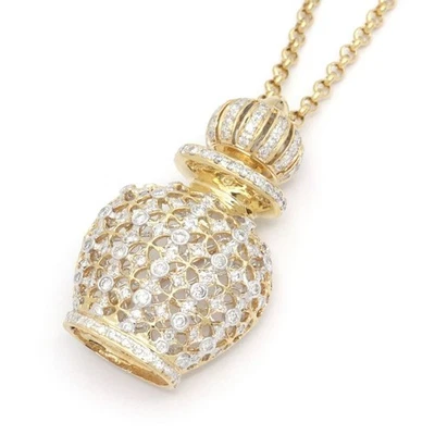 1.53ct Diamant 18K Gelbgold Flaschen Motiv Kette Brosche 2WAY 24g 59cm Zert. - Bild 1 von 4
