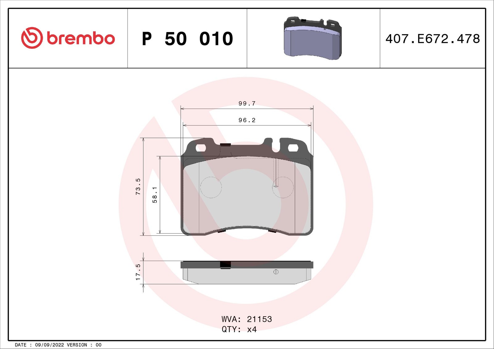 Brembo Bremsbelagsatz P 50 Größe 010 P 50 010 - Bild 5