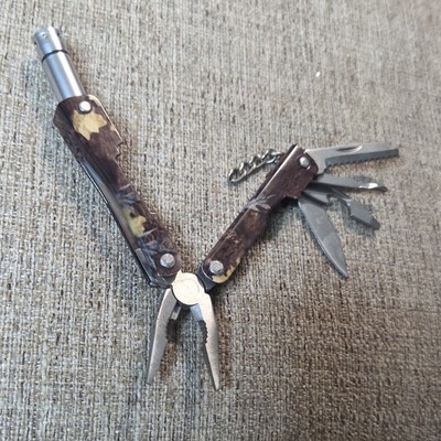 Brown Silver Multi-Tool Stainless Steel Pliers Knife Screwdriver Sheath
