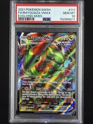 2021 POKEMON SWORD & SHIELD EVOLVING SKIES #111 FULL ART/RAYQUAZA VMAX PSA 10