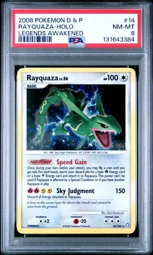 2008 POKEMON DP LEGENDS AWAKENED RAYQUAZA #14 HOLO PSA 8 NM #131643384