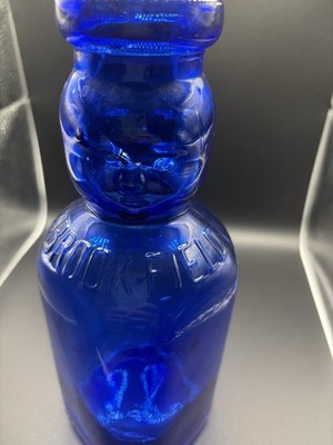 Brookfield Baby Top Double Face Cobalt Blue Glass Milk Bottle 1