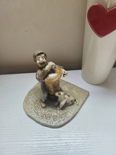 Vintage Old Man With Dog Ceramic Ornament Decoration Approx 5.5" Tall 88