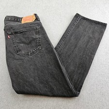 LEVIS 501 Jeans Mens 36x34 Black Straight Leg Denim Button Fly Classic