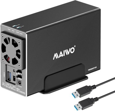 MAIWO Dual Bay Hard Drive RAID Enclosure for 3.5 inch SATA HDD, RAID 0/1/JBOD..