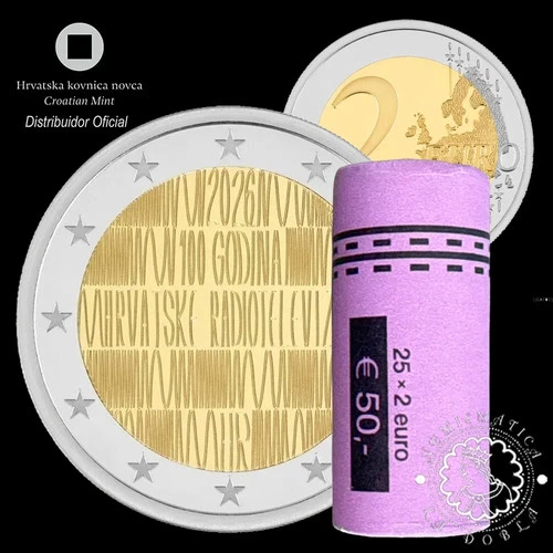 2026 - Cartridge 25 x 2 Euro SC - CROATIA 100th Anniversary HRT - Radio Television
