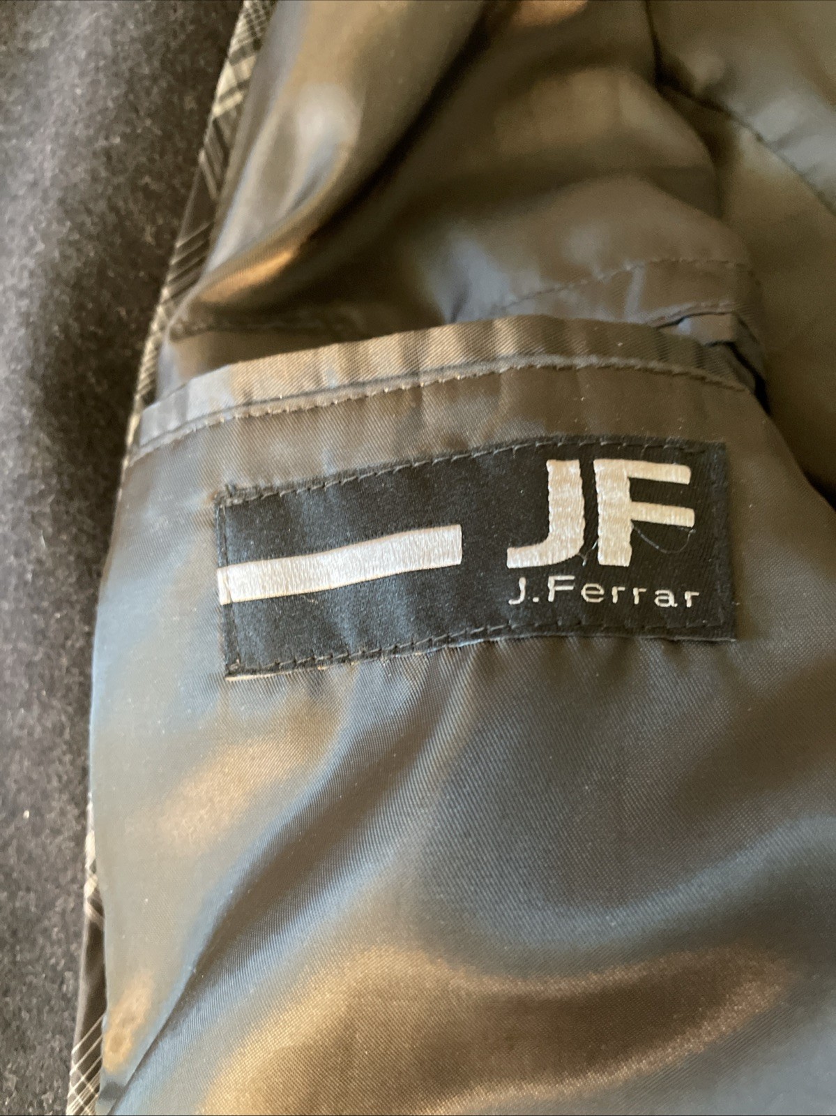 J Ferrar XL Men’s Black Peacoat Wool Blend Double Breasted Button & Zipper Coat