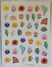 4 Sticker Sheets VINTAGE 1995 Hallmark Cards Spring Flower Garden Floral PLUS
