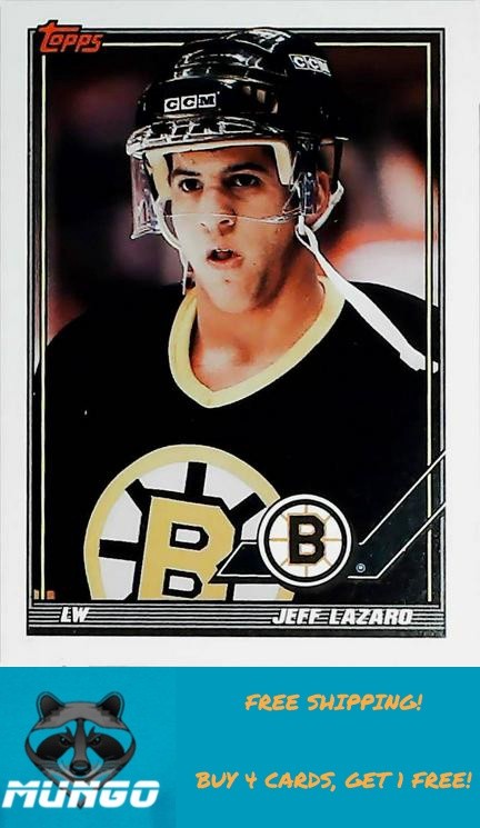 1991-92 Topps #380 Jeff Lazaro Boston Bruins Rookie