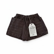 As We Grow Shorts 100 Linen Stripe Brown White Girls 9-12Y NWT