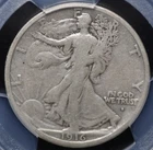 1916 S WALKING LIBERTY HALF DOLLAR PCGS CHOICE VG 10  GLOSSY LIGHT SILVERY GREY,