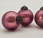 Vintage Bright Pink Kugel Style Glass Crackle Glass Ornament 3" ~ Set Of 3 — photo 3