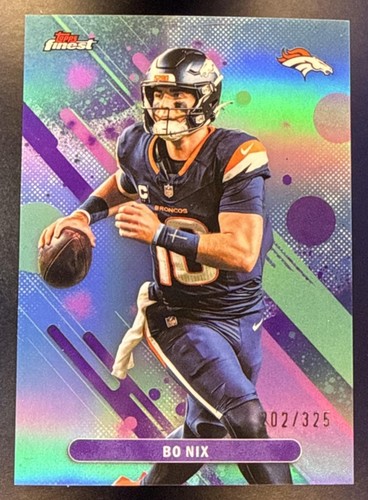 2025 Topps Finest Bo Nix #53 Sky Blue Refractor 202/325 Broncos