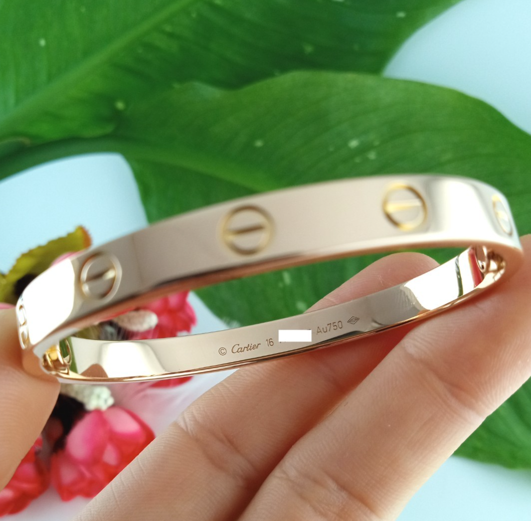 CARTIER LOVE CLASSIC BRACELET 18K ROSE GOLD W/BOX & CERTIFICATE