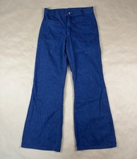 Vintage US Navy Utility Trousers 31x30 Denim Bell Bottom Navdungaree Stencil Zip