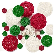  16PCS 3 Sizes Wicker Rattan Balls Christmas Ornaments Wedding Party 