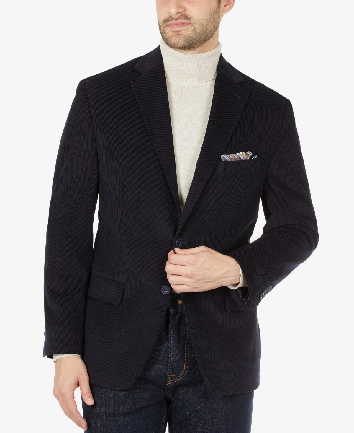 Blazer cappotto sportivo Michael Kors uomo vestibilità classica velluto a coste 38 S blu tinta unita