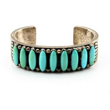 Navajo Signed Ernest Roy Begay Sterling Turquoise 6.25 In Cuff Bracelet #S4394-1