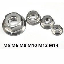 5pcs Titanium Ti M10x1.25mm Pitch Sprocket Flange Nut for Motorcycle Bike