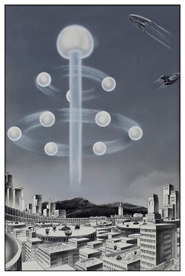Berlin by Night Frank R. Paul Futuristic Cityscape Pulp SciFi Art Print