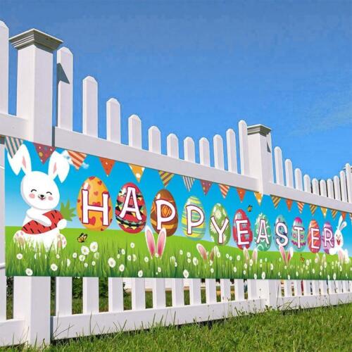 Happy Easter Outdoor Ornament Easter Garden Hanging Banner Rabbit Easter Eggs De