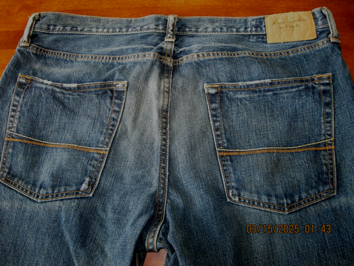 Abercrombie Fitch Jeans Mens 38x34 Blue Remsen Low Rise Slim Straight Button Fly - 第 9/11 張圖片