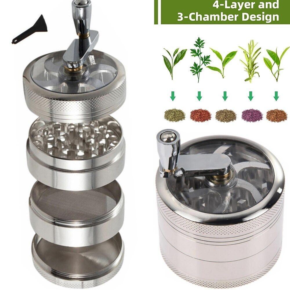tobacco grinder with handle 4 PCS Herb Tobacco Grinder Spice Herbal Metal Smoke Crusher Handle Hand  Muller