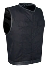 Biker Black Men's Motorcycle Denim Concealed Carry Pockets CLUB VEST®