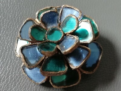 Belle broche ronde vintage en cristal autrichien avec strass en cristal