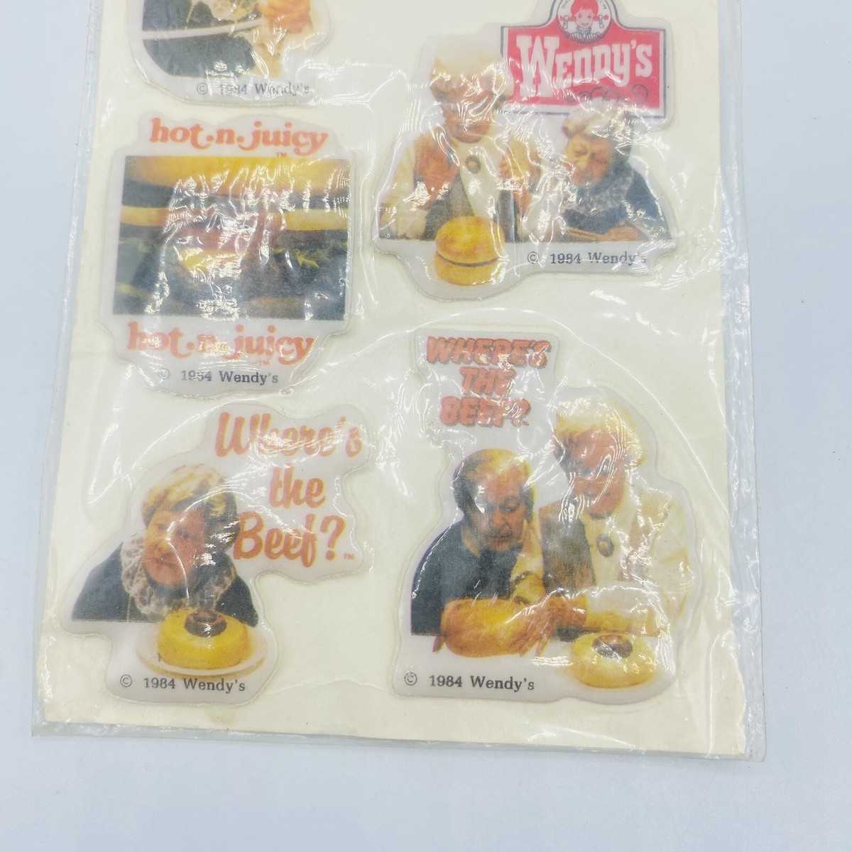 Vintage 1984 Wendy's Restaurant Puffy Stickers Food History for