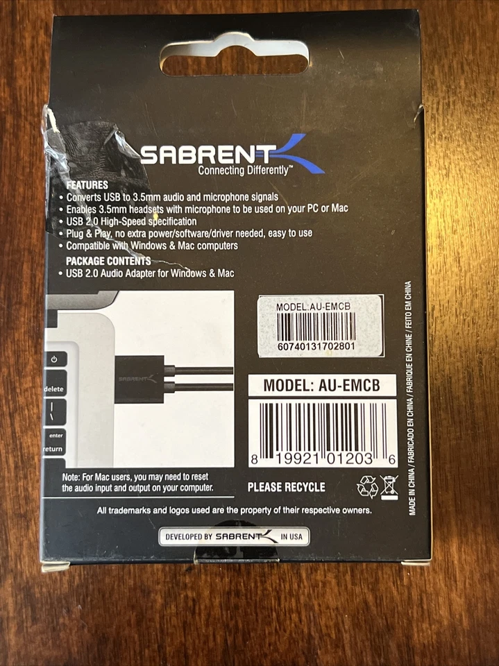 Sabrent Aluminum USB External Stereo Sound Adapter for Windows/Mac AU-EMCB (R) - Image 2 of 2
