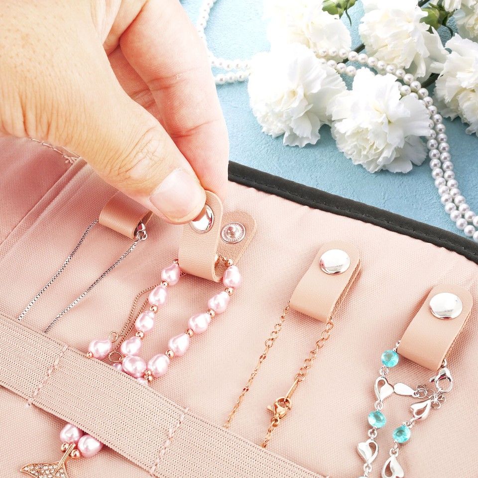 Jewelry Organizer Roll Foldable Jewelry Storage Bag Portable Travel