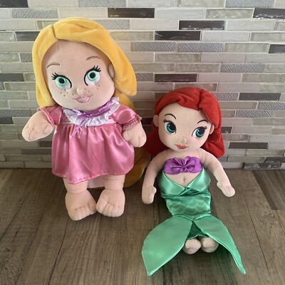 Lot Of  Disney Princess Plush Stuff Dolls Ariel and Rapunzel 12''