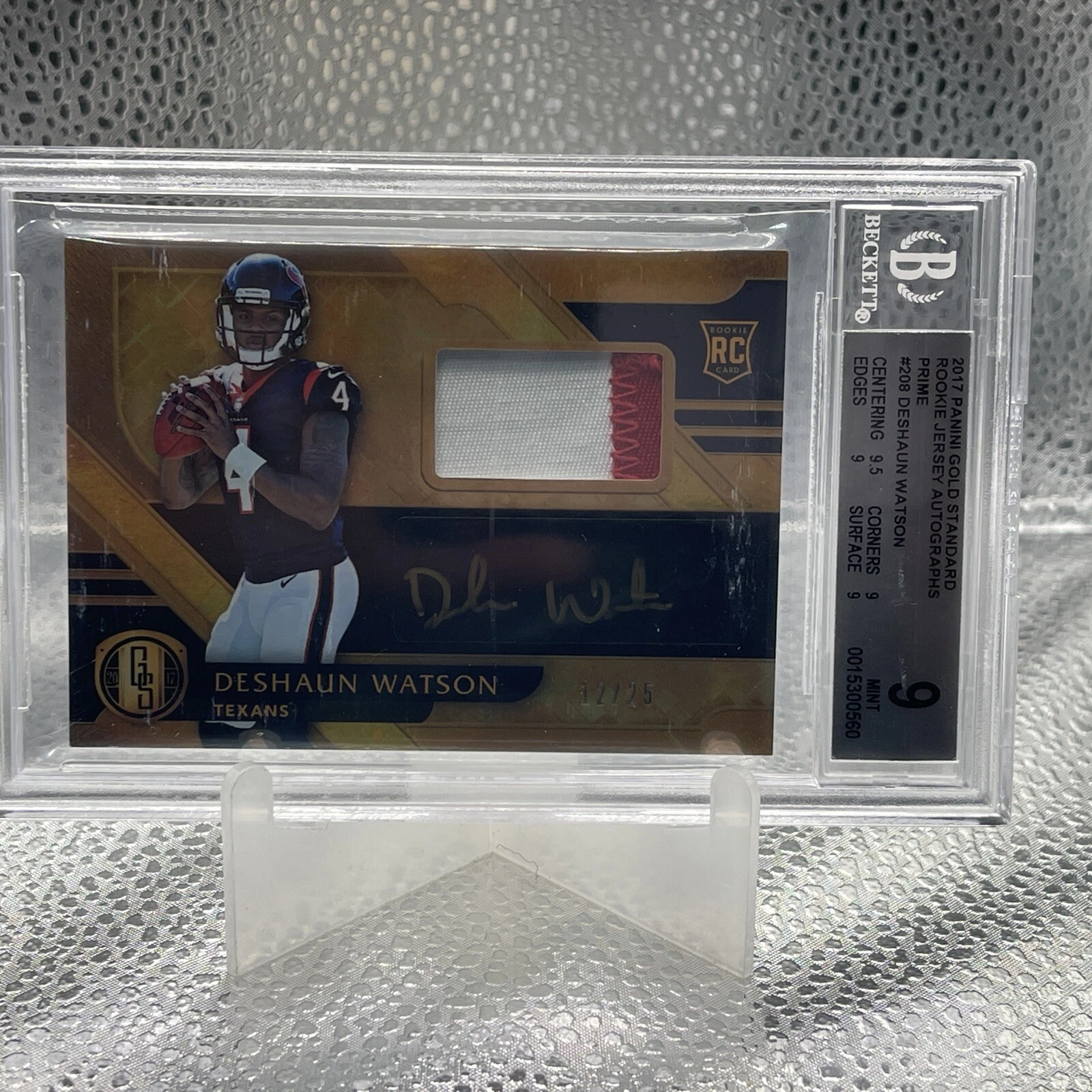 Deshaun Watson Panini Gold Standard #278 Jersey Autograph-Prime