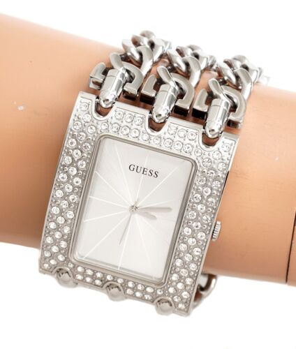 Montre Guess montre pour femme U1275L1 heavy metal Swarovski Cristals argent IP neuve - Photo 5 sur 13