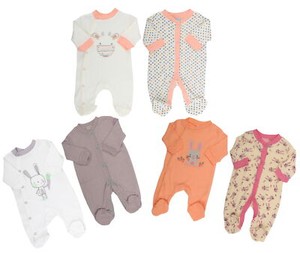 Rock A Bye Lily /& Jacks Baby Boys 2 Pack Sleepsuits