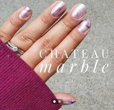 CHATEAU MARBLE ~ Color Street Polish Strips ~ Purple Gold White marble design 