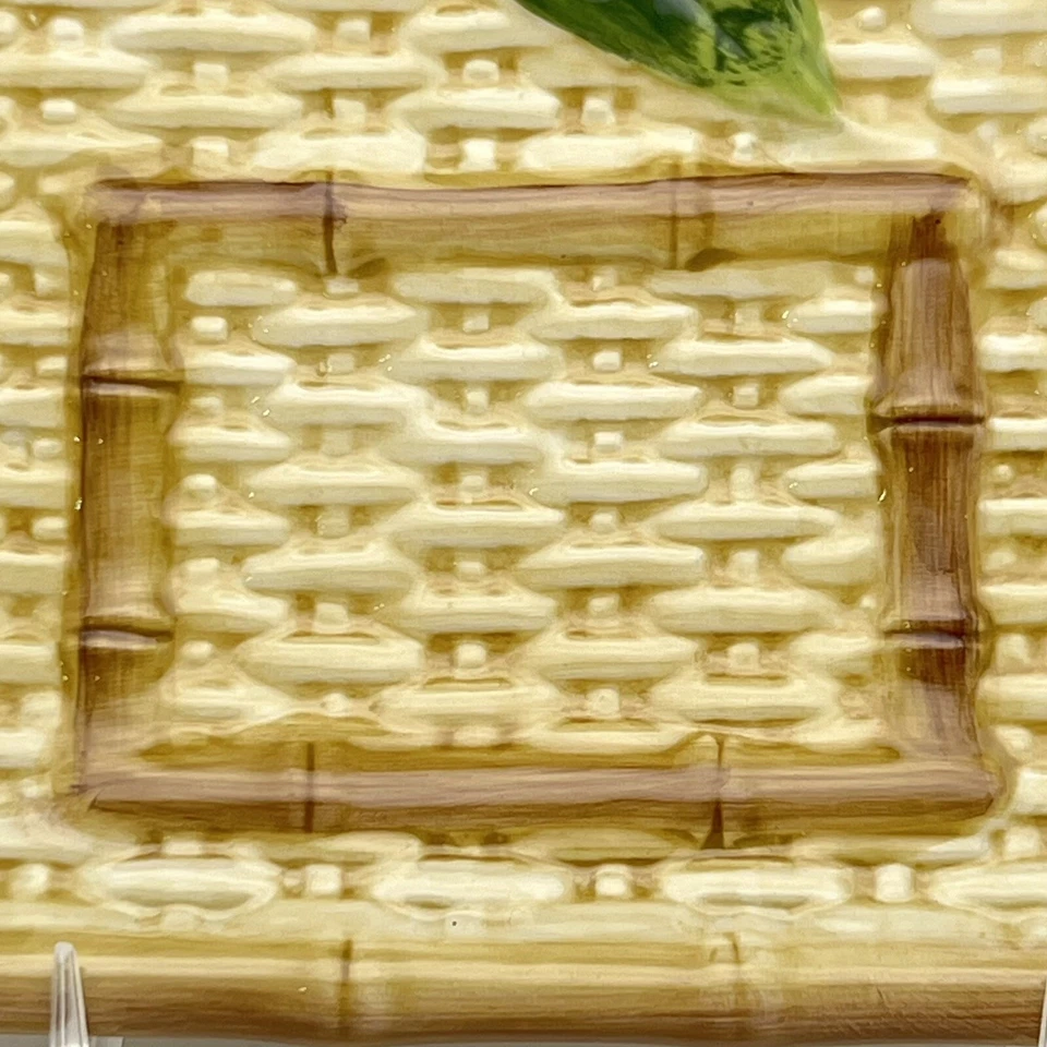 Juego de 3 platos monedero colgantes de pared Boston Warehouse ratán cocodrilo leopardo cerámica Foto 4 de 4