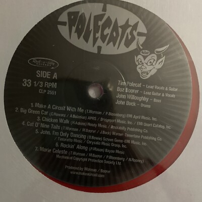 POLECATS - Rockabilly Cats RARE RED VINYL, BUTTON, STICKER ONLY