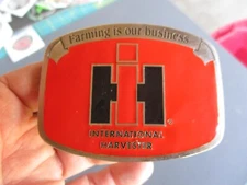 Vtg IHC, International Harvester FARMING IS OUR BUSINESS Belt Buckle